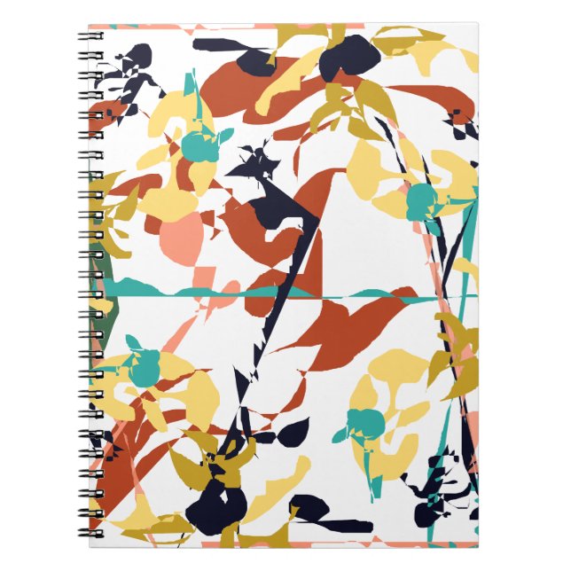 Caderno Espiral Abstrato de Flores Quebradas (Frente)