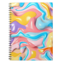 Caderno Espiral Abstrato de Fluido Plástico Pastel