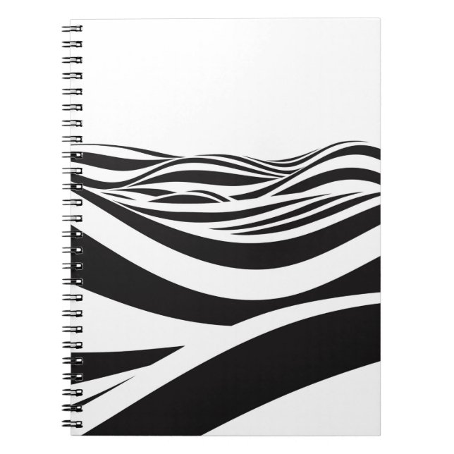 Caderno Espiral Abstrato de fundo de ondas. ilusão óptica 3D- (Frente)