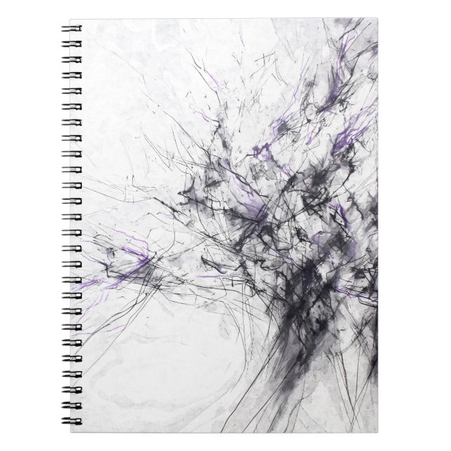 Caderno Espiral Abstrato de Linha Fraca Branca Preta (Frente)