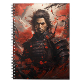Caderno Espiral Abstrato de Luta Asiática Do Samurai Japonês
