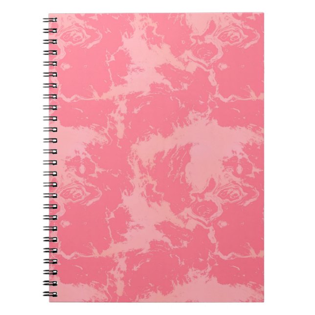 Caderno Espiral Abstrato de Nuvem Marmoreada Rosa (Frente)