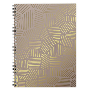 Caderno Espiral abstrato de ouro, fundo vintage elegante.