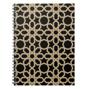 Caderno Espiral Abstrato de Padrão Geométrico Árabe Islâmico