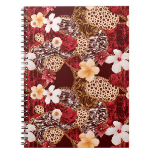 Caderno Espiral Abstrato de Pintor de Mão Aquarela Leopardo Zebra