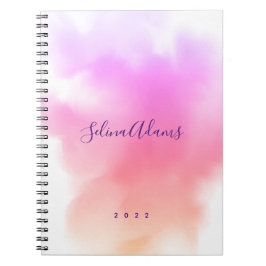 Caderno Espiral Abstrato de Script Dourado de Watercolor Elegante 