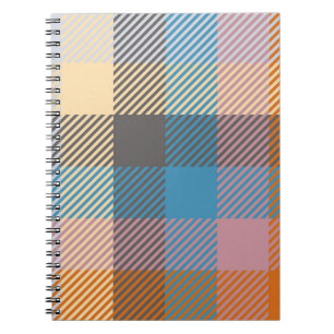Caderno Espiral abstrato de xadrez ou de tartã, decoração doméstic