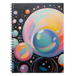 Caderno Espiral Abstrato e design de bolha moderna