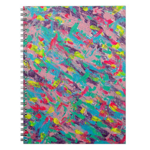 Caderno Espiral Abstrato estético arco-íris
