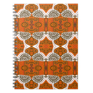 Caderno Espiral Abstrato Etnia vintage Sem Olhos Padrão. Trendy b