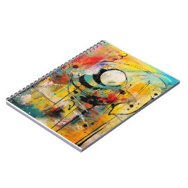 Caderno Espiral Abstrato explosão de cores vibrantes e dinâmicas