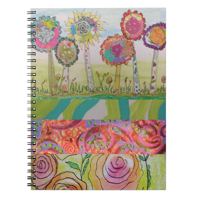 Caderno Espiral Abstrato Floral (Frente)