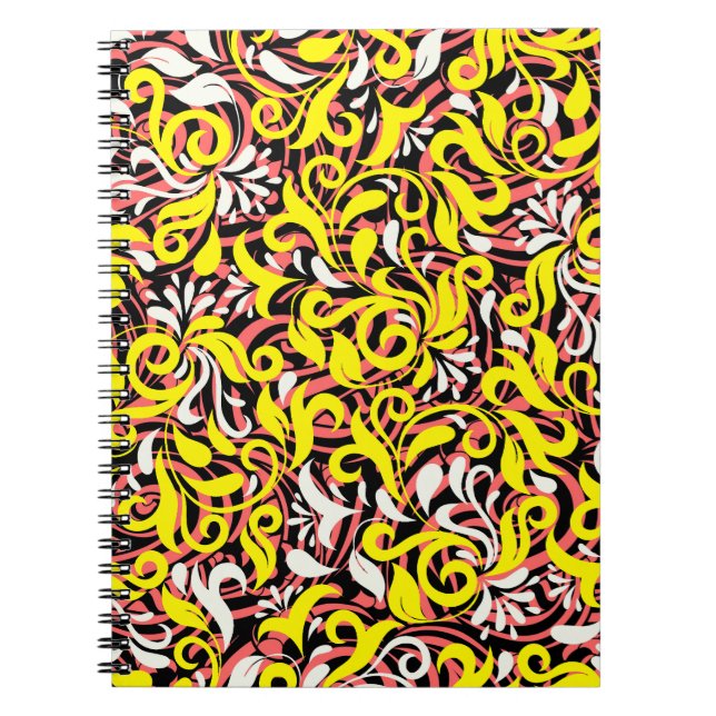 Caderno Espiral Abstrato floral branco-branco-branco-branco-esbran (Frente)