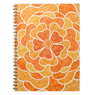 Caderno Espiral Abstrato floral sem costura cor de laranja branco