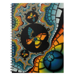 Caderno Espiral abstrato Fractal Butterfly Cacoon colorido