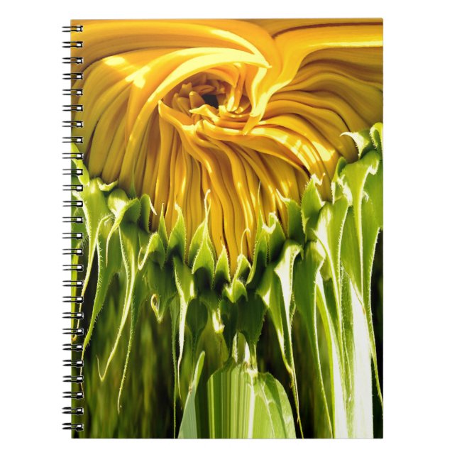 Caderno Espiral Abstrato funky retro Girassol, geometria assustada (Frente)