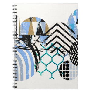 Caderno Espiral abstrato geométrico em círculo, com inclinação