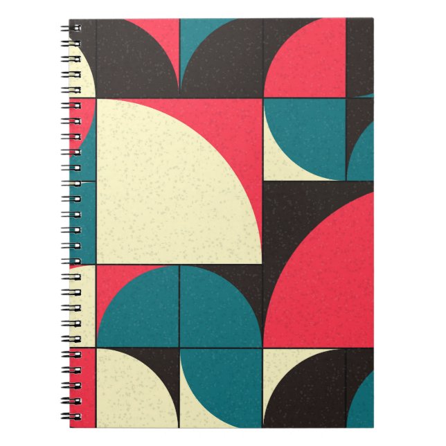 Caderno Espiral Abstrato geométrico, ilustração de arte computacio (Frente)