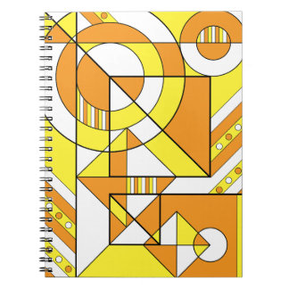 Caderno Espiral Abstrato Geométrico Laranja Amarelo