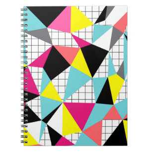 Caderno Espiral Abstrato, geométrico, multicolor, poligonal