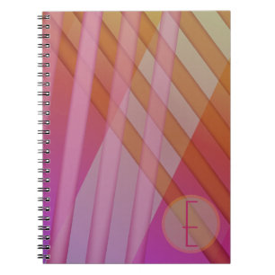 Caderno Espiral Abstrato/Laranja Magenta Cor-de-Rosa/Monograma