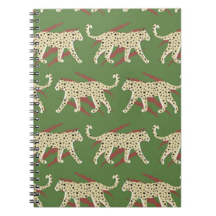 Caderno Espiral Abstrato Leopardo-Leopardo-Desenho-Mão com Sk Anim