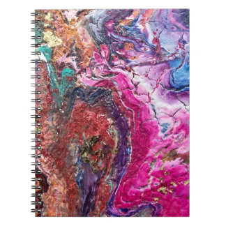 Caderno Espiral Abstrato mágica flores cor-de-rosa-laranja azul