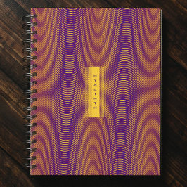 Caderno Espiral Abstrato Modern Moiré Effect Pattern Add Your Name