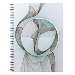 Caderno Espiral Abstrato Modern Turquoise Brown Dourada Elegância