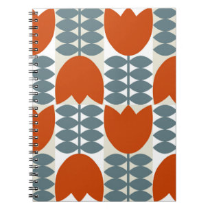Caderno Espiral Abstrato moderno geométrico com flores estilizada