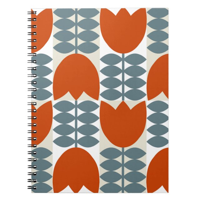 Caderno Espiral Abstrato moderno geométrico com flores estilizadas (Frente)