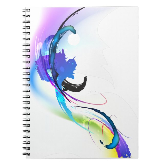 Caderno Espiral Abstrato Morning Glory Paint Splatters (Frente)