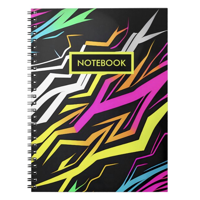 Caderno Espiral Abstrato Neon Stripes (Frente)
