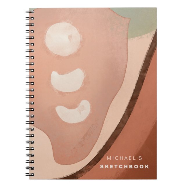 Caderno Espiral Abstrato orgânico art 60s moderno retrô (Frente)