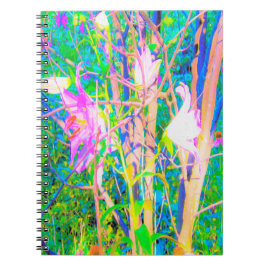 Caderno Espiral Abstrato Oriental Lily no Meu Jardim Rubio
