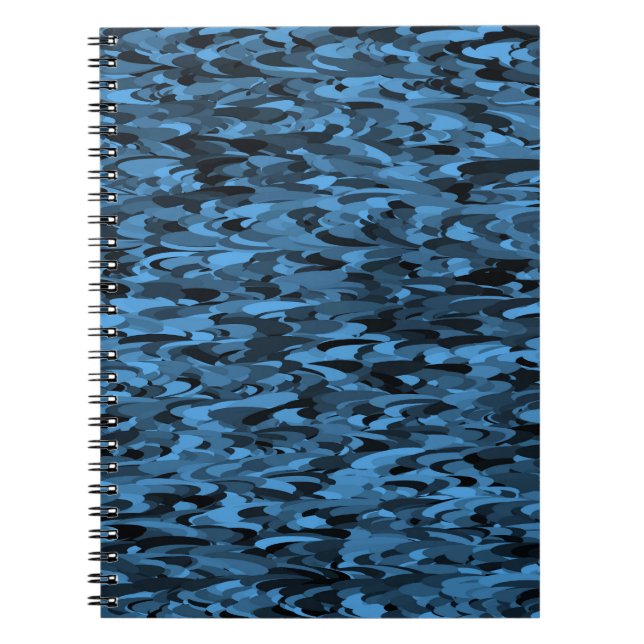 Caderno Espiral Abstrato - Padrão Azul Preto (Frente)