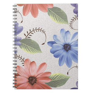 Caderno Espiral abstrato para casa, óleo decorativo de flores, até