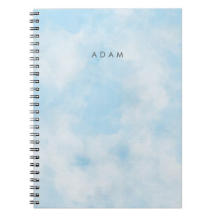 Caderno Espiral Abstrato Pastel Blue Sky Clouds Personalizar