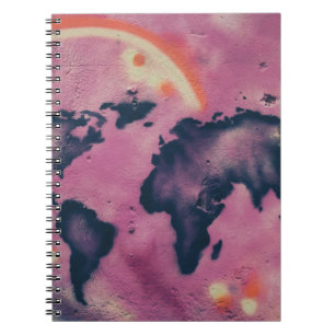 Caderno Espiral Abstrato preto e rosa
