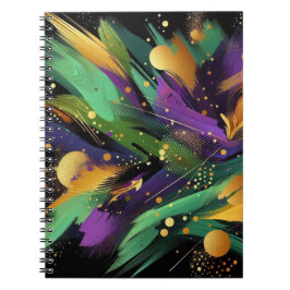 CADERNO ESPIRAL ABSTRATO PURPLE GREEN DOURADO MARDI ESLASHSHES