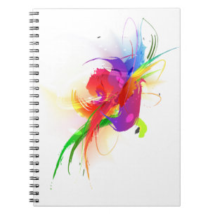Caderno Espiral Abstrato Rainbow Lorikeet Paint Splatters