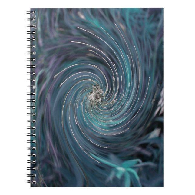 Caderno Espiral Abstrato-Retro-preto e espiral cósmica em tom lega (Frente)