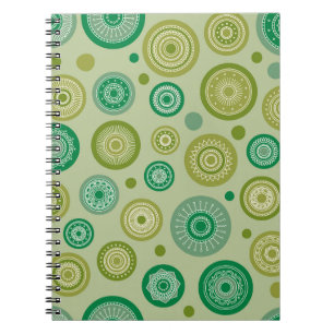 Caderno Espiral Abstrato round ornamentos com padrão de vintage se