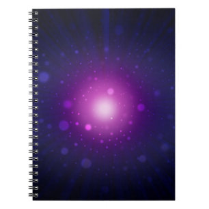Caderno Espiral Abstrato roxo azul das estrelas da galáxia do