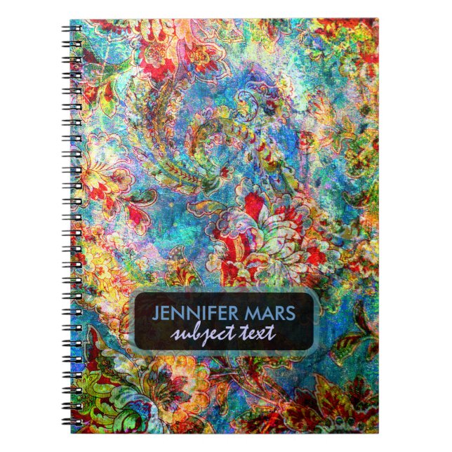 Caderno Espiral Abstrato Rustic Floral Colorida (Frente)