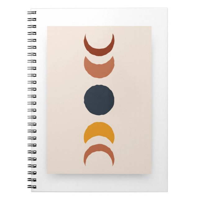 Caderno Espiral Abstrato Sun Moon Boho Posters (Frente)