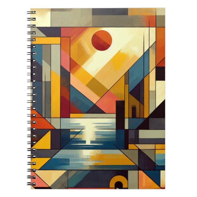 Caderno Espiral Abstrato sunset art design (Frente)