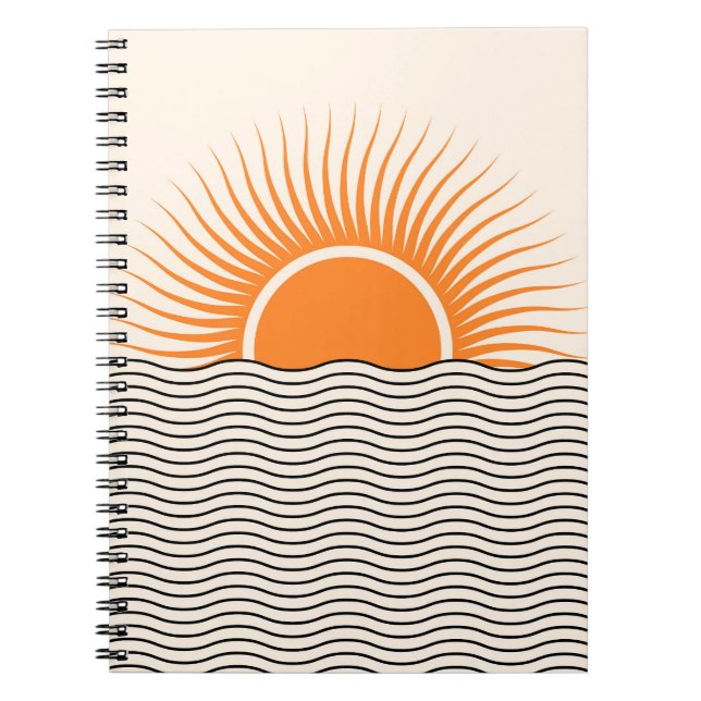 Caderno Espiral Abstrato sunset: decor geométrico dos bohos. (Frente)