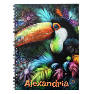 Caderno Espiral Abstrato Toucan Whimsical Personalizado