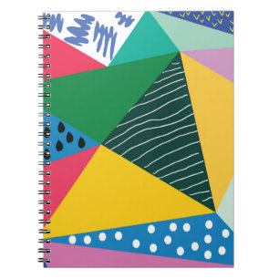 Caderno Espiral Abstrato triangular: Decor de Vintagem Geométrica.